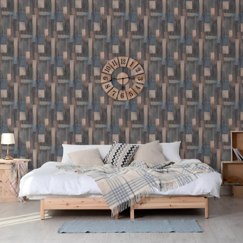 DUTCH WALLCOVERINGS Tapete Wood Blau und Braun DUTCH WALLCOVERINGS Tapete Wood Blau und Braun