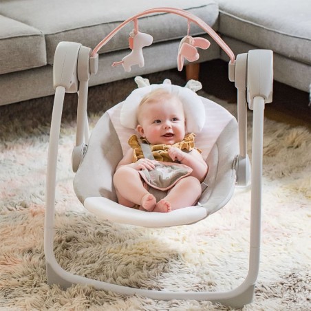 Ingenuity Tragbare Babywippe Comfort 2 Go Flora the Unicorn