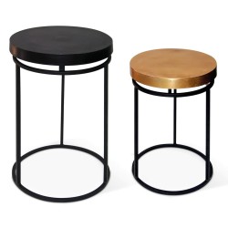  Rousseau 2-tlg. Beistelltisch-Set Cameo Metall Schwarz und Golden