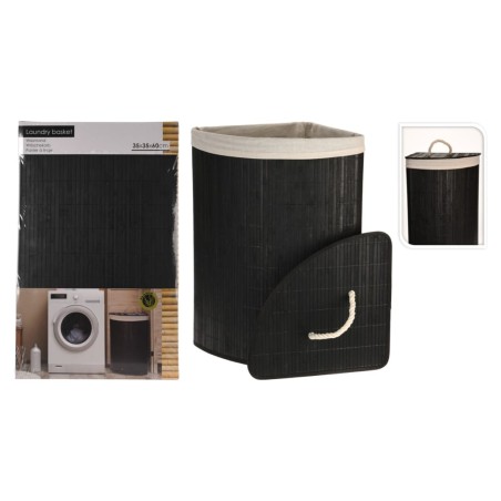 Bathroom Solutions Eck-Wäschekorb Bambus Schwarz
