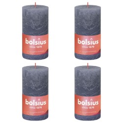 Bolsius Rustikale Stumpenkerzen Shine 4 Stk. 130x68 mm Dämmerungsblau