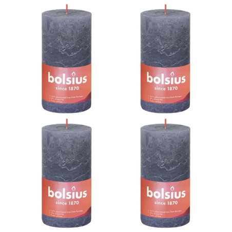 Bolsius Rustikale Stumpenkerzen Shine 4 Stk. 130x68 mm Dämmerungsblau
