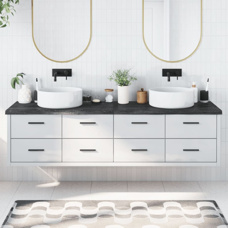 vidaXL Waschtischplatte Dunkelbraun 200x50x(2-4)cm Massivholz vidaXL Waschtischplatte Dunkelbraun 200x50x(2-4)cm Massivholz