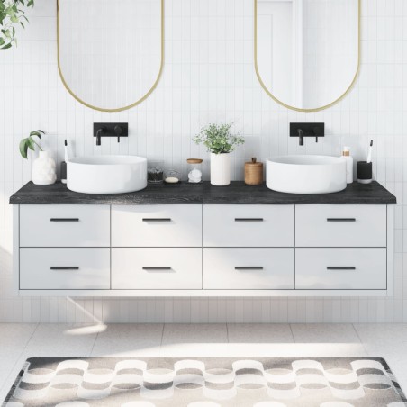 vidaXL Waschtischplatte Dunkelbraun 200x50x(2-4)cm Massivholz
