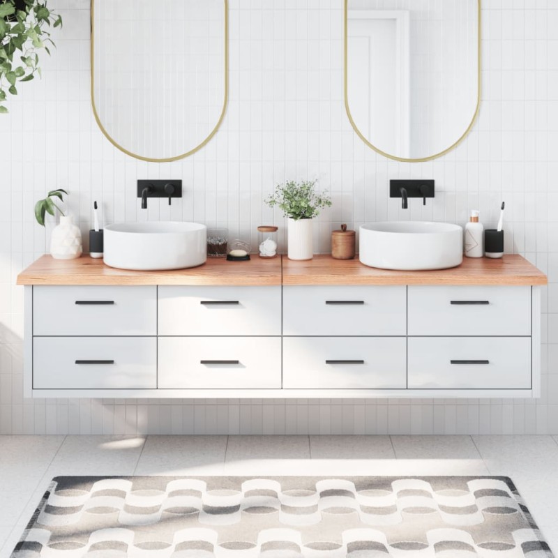 Waschtischplatte Hellbraun 200x40x4 cm Massivholz Behandelt Waschtischplatte Hellbraun 200x40x4 cm Massivholz Behandelt