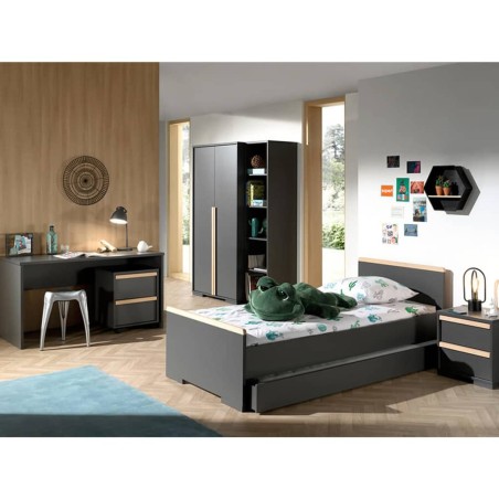 Vipack Nachttisch London 2 Schubladen Holz Anthrazit