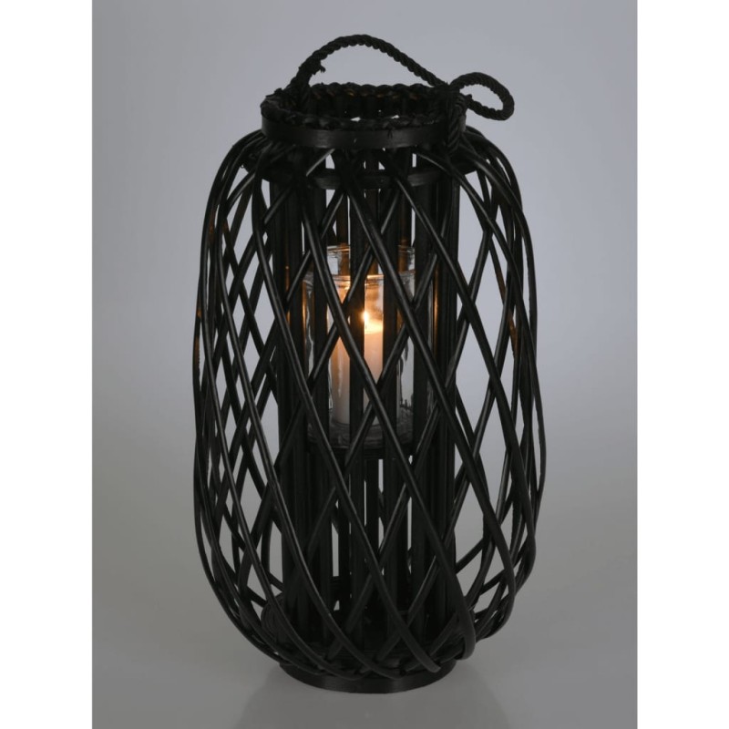 H&S Collection Laterne 50x28 cm Schilfrohr Schwarz H&S Collection Laterne 50x28 cm Schilfrohr Schwarz